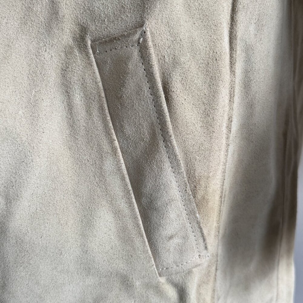 Vintage 80s JORDACHE Suede Leather Beige Jacket XS/S - Picture 9 of 16